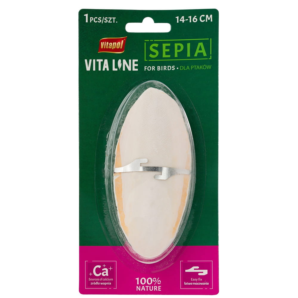 Vitapol Sepia Bogata w Wapno i Minerały Dla Ptaków i Gadów 14-16cm Uchwyt